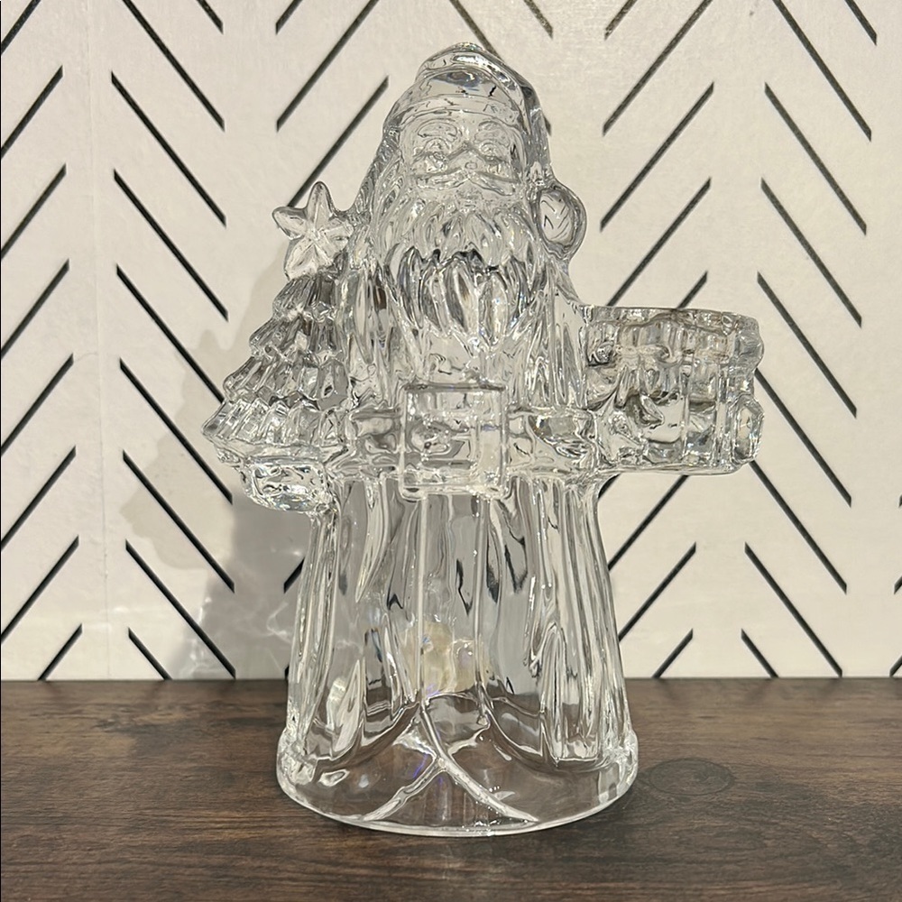 Santa Candle Holder Imperial 24% Fine Lead Crystal Christmas 7.5" Tall Made USA
